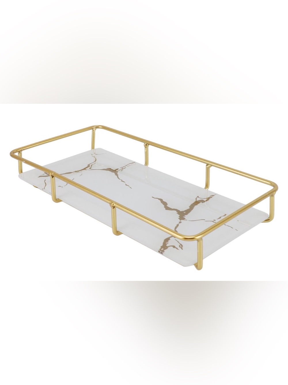 Gold Marble Accent Modern Decorative bed/bathroom Vanity & Organizer(16” wide)